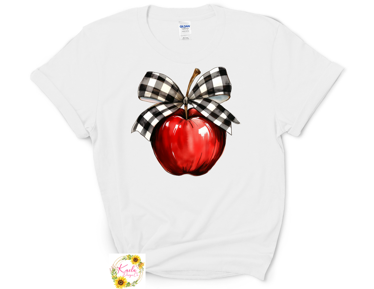 Checkered Bow Apple T-Shirt
