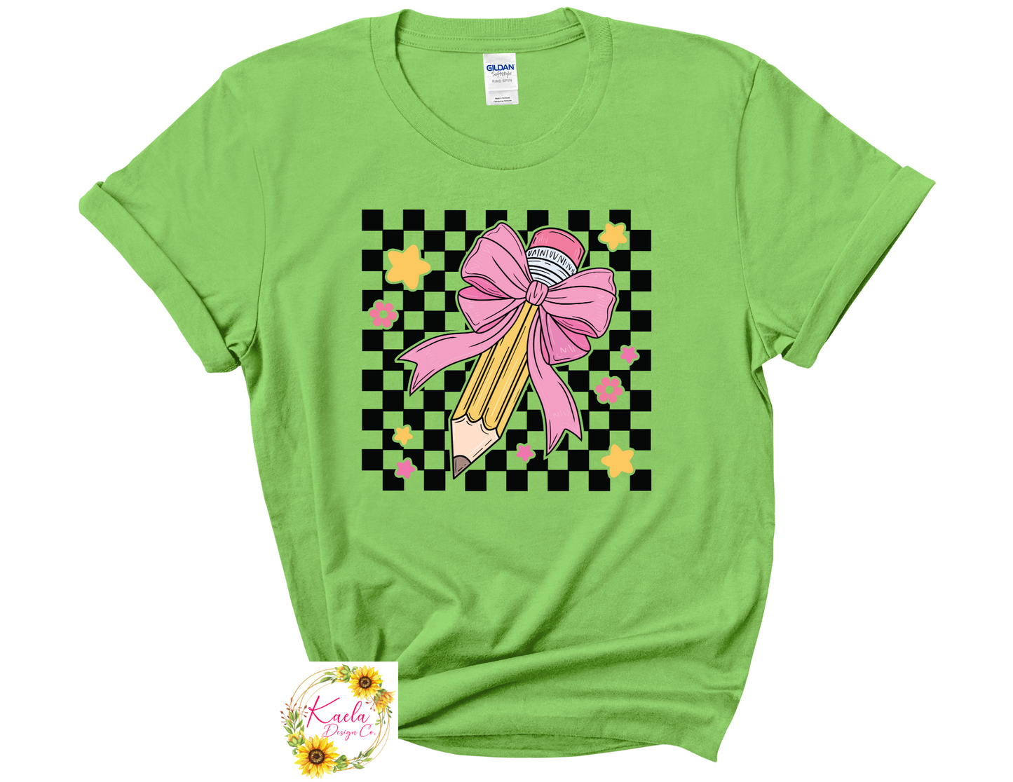 Checkered Bow Pencil T-Shirt
