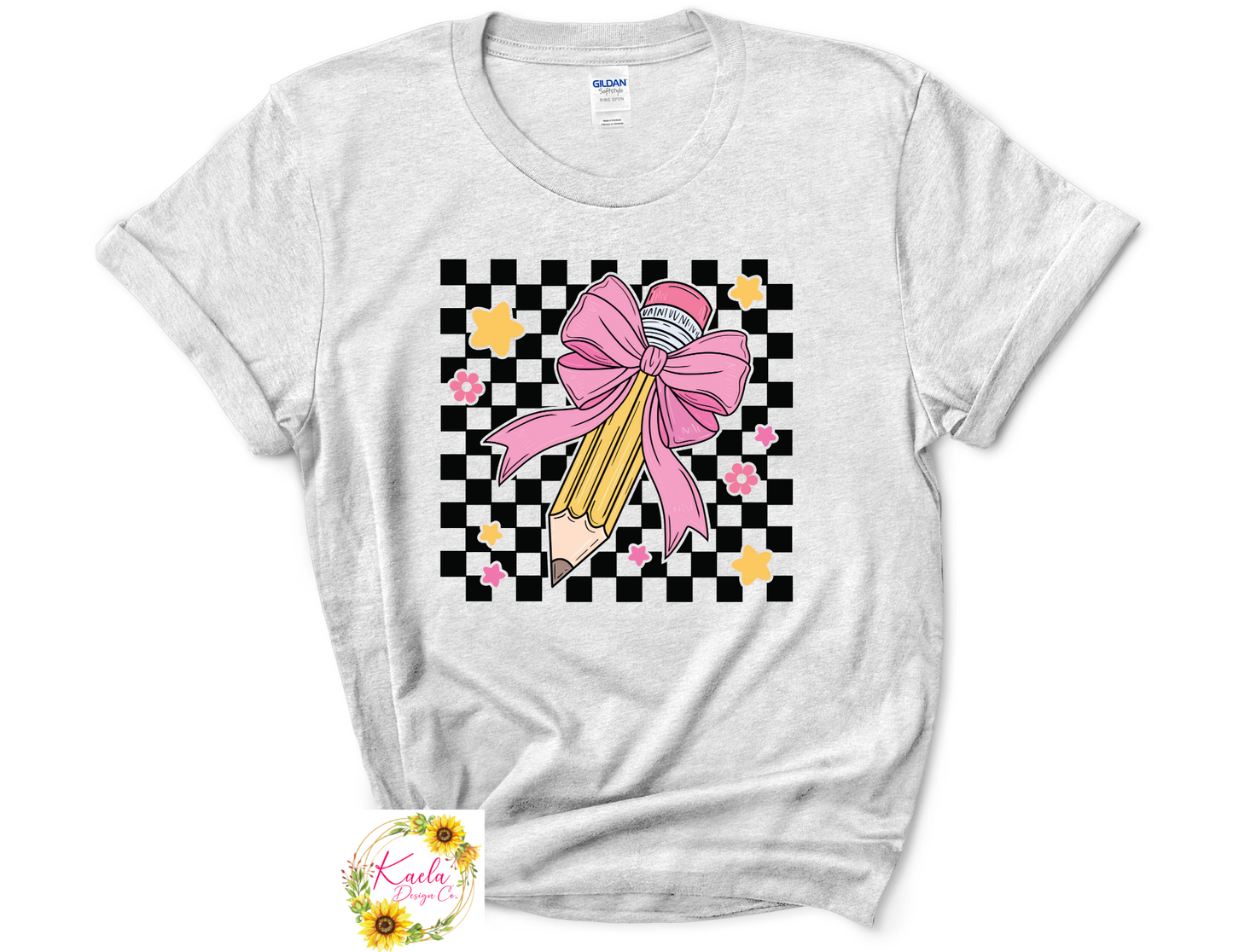 Checkered Bow Pencil T-Shirt