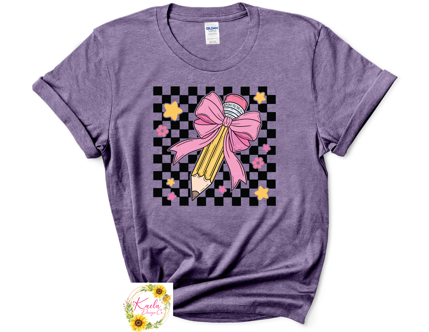 Checkered Bow Pencil T-Shirt