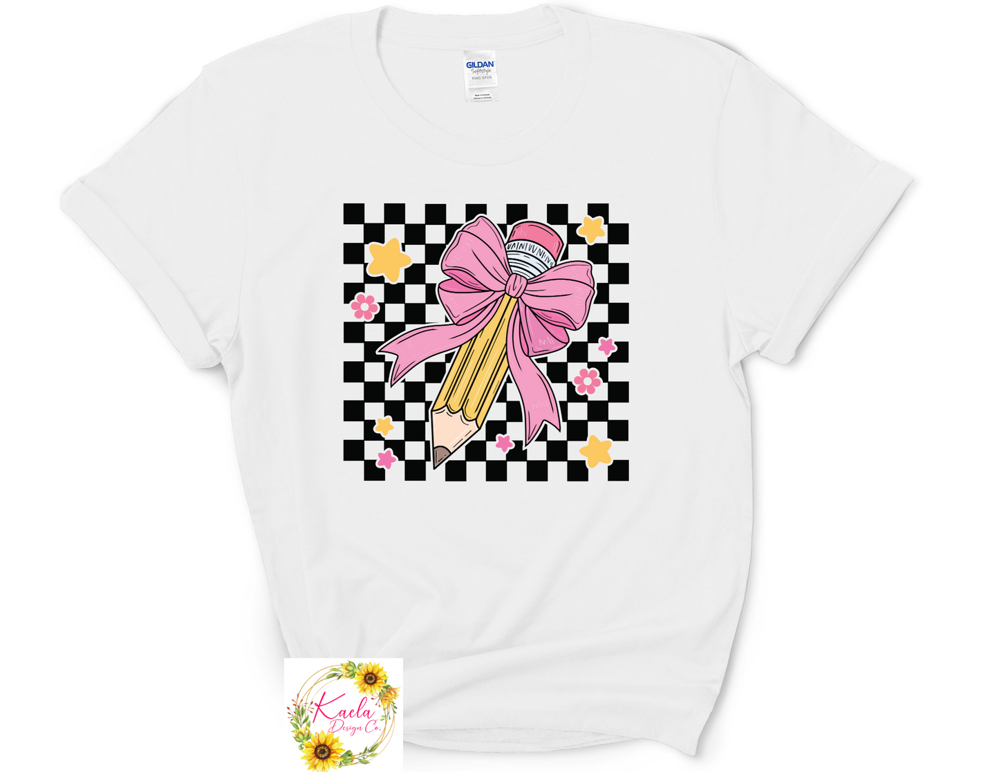 Checkered Bow Pencil T-Shirt